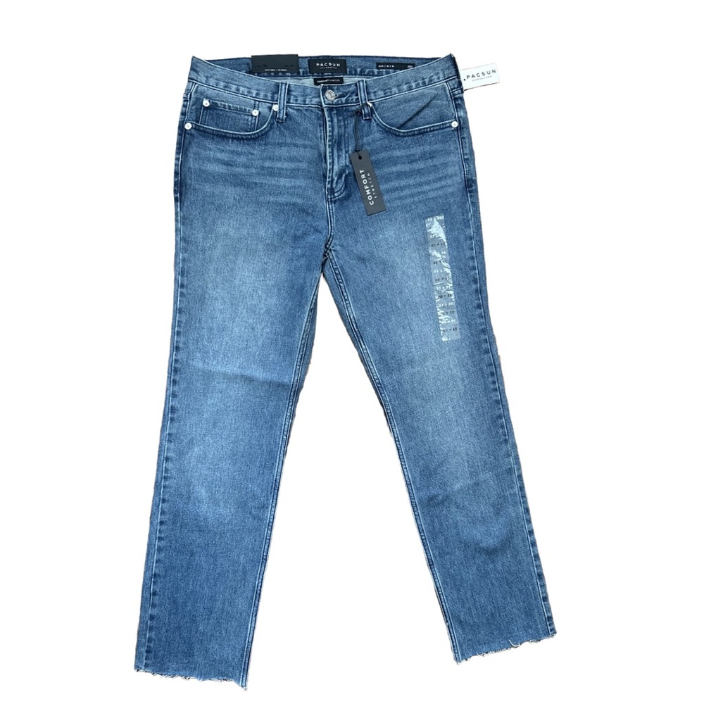 Pacsun Men's Custom Cut Distressed Blue Denim Jeans